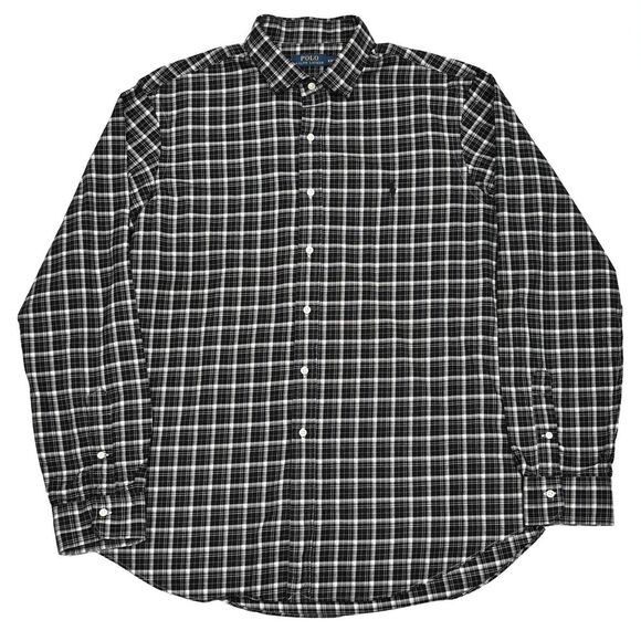 Ralph Lauren Polo Shirt Mens‎ 2XL Black Plaid Long Sleeve Button Up Work Preppy - Picture 1 of 9